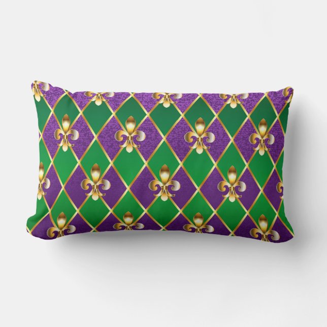 Coussin Rectangle Arrière - plan de bijoux Mardi Gras (Recto)