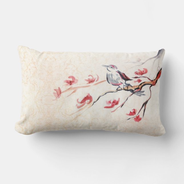 Coussin Rectangle Arrière - plan d'oiseau de chant (Recto)