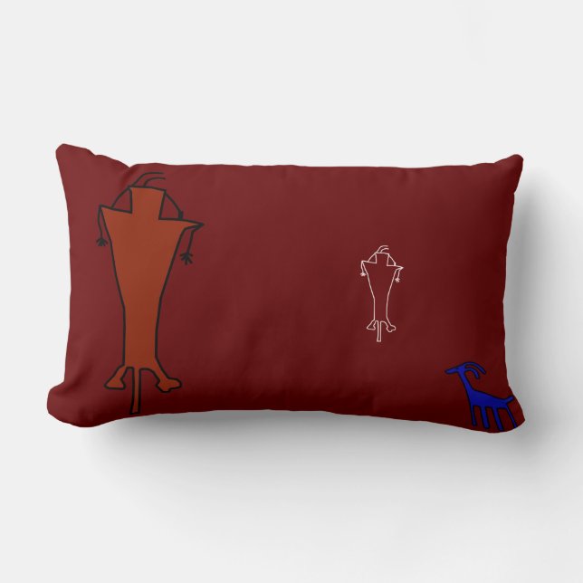 Coussin Rectangle Art Alien ancien Petroglyph s Homme ou Alien (Recto)