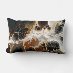 Coussin Rectangle Art Brown Fluide Marbre Or Metallic