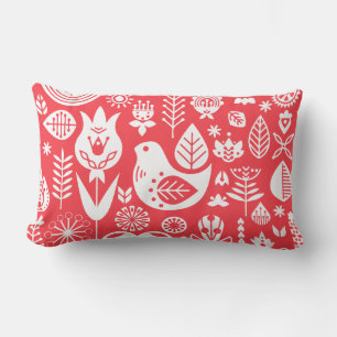 Coussin Rectangle Art de motif folklorique scandinave nordique  