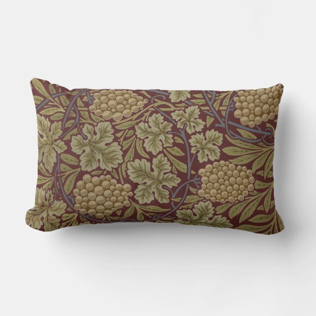 Coussin Rectangle Art de vigne rouge vert William Morris (Recto)