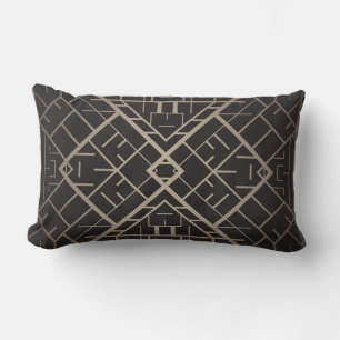 Coussin Rectangle Art déco, nouveau, argent, noir, élégant, chic,