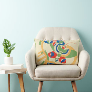 Coussin Rectangle Art Déco vintage jazz pochoir papillons de jardin