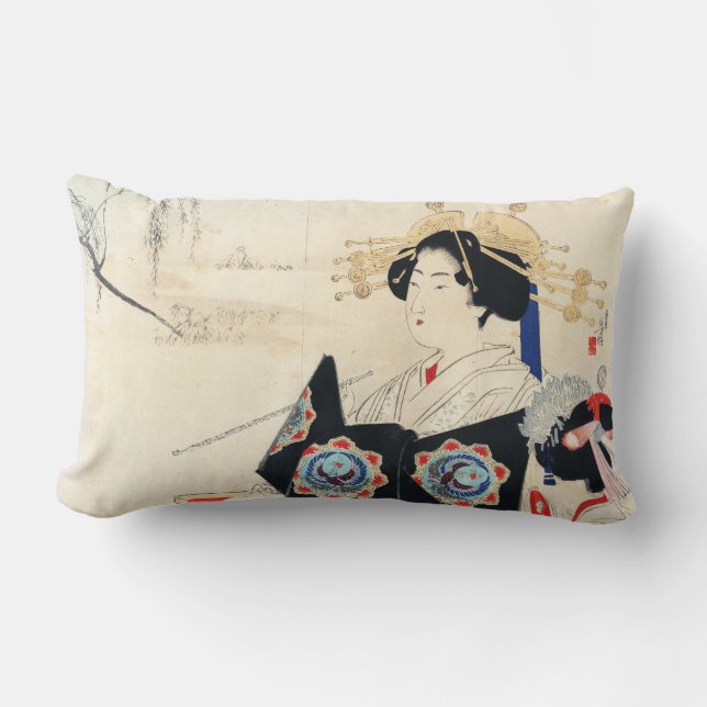 Coussin Rectangle Art d'oriental de courtisane et de domestique de (Recto)