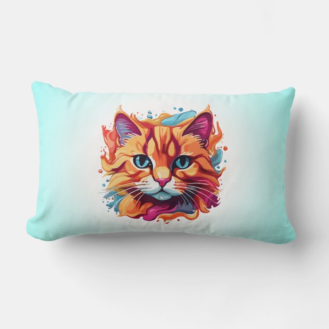 Coussin Rectangle Art numérique Visage Cute Cat Design-86002 (Recto)