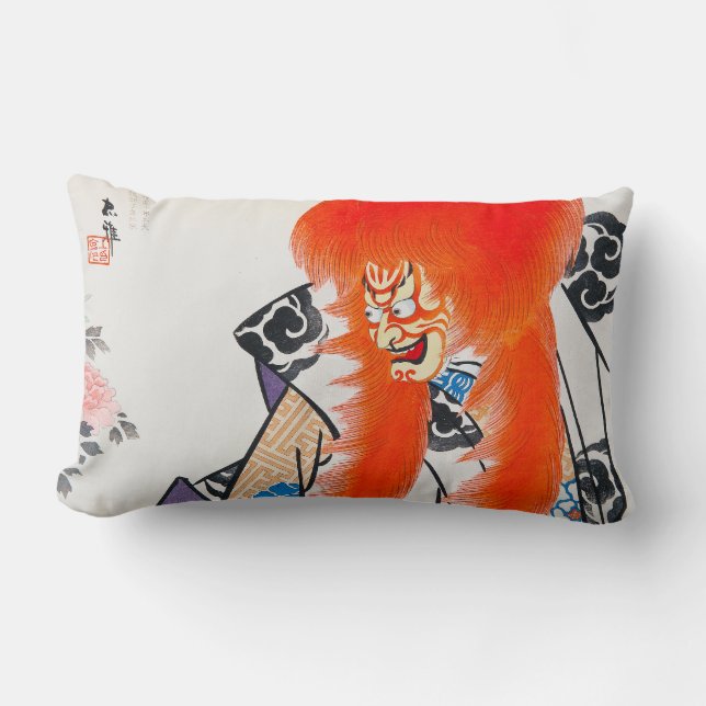 Coussin Rectangle Art oriental japonais frais de guerrier de kabuki (Recto)