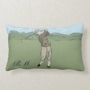 Coussin Rectangle Art vintage décoré d'un monogramme de golf de