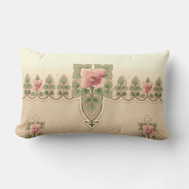 Coussin Rectangle Arts & Artisanat ou Mission Style Rose Hérisson (Recto)