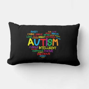 Coussin Rectangle Autisme Coeur Sensibilisation sur l'autisme fière 