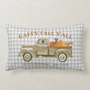 Coussin Rectangle Automne Chiens et Citrouilles de l'automne dans un