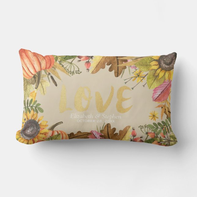 Coussin Rectangle Automne Maple Feuille Wedding shower Citrouille (Recto)