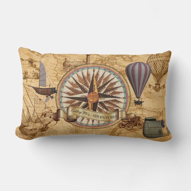 Coussin Rectangle Aventure de boussole de carte d'antiquité de (Recto)