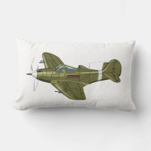 Coussin Rectangle Avion de chasseur rétro-dessiné
