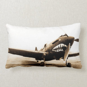Coussin Rectangle Avion de visage de requin de Curtiss P40 Warhawk