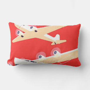 Coussin Rectangle Avion en vol vintage WPA coloré