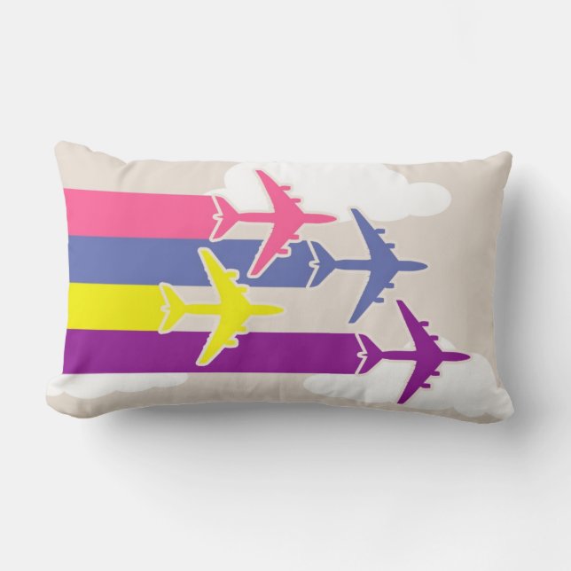 Coussin Rectangle Avions colorés (Recto)