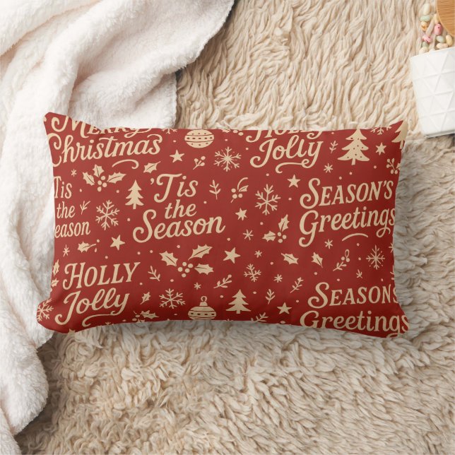 Coussin Rectangle Awesome Merry Christmas phrase pattern (Couverture)
