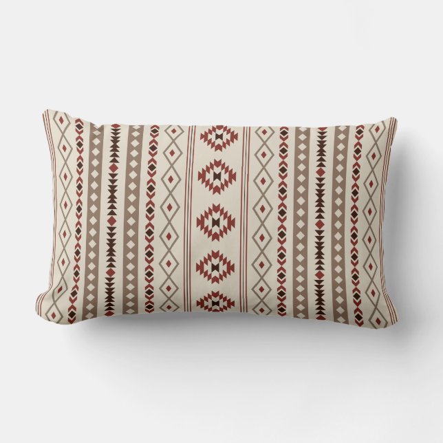 Coussin Rectangle Aztec Browns Crème rouille Motifs mélangés V Motif (Recto)