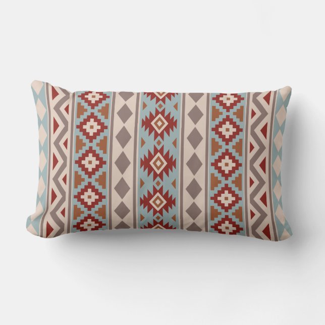 Coussin Rectangle Aztec Essence Ptn III b Taupe Blue Crm Terracottas (Recto)