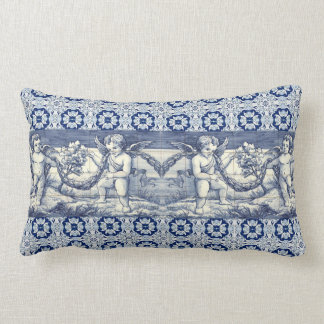 coussin rectangle azulejos et chérubins