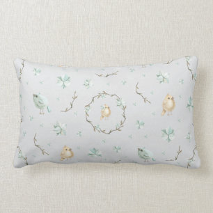 Coussin Rectangle Baby Bird Light Blue Nursery Imprimer Lumbar Couss