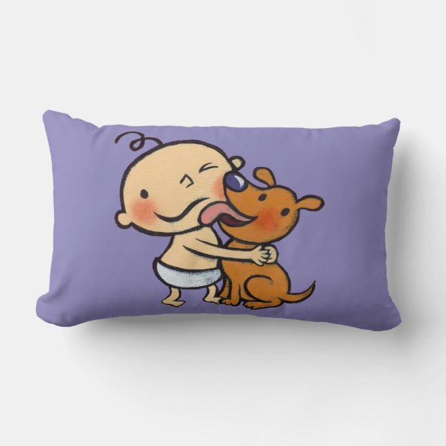 Coussin Rectangle Baisers de chiot pour le bébé (Recto)