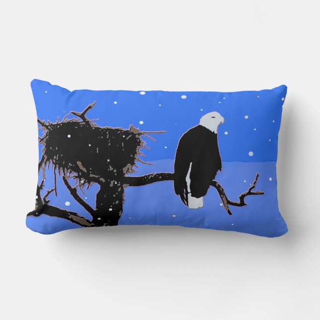 Coussin Rectangle Bald Eagle en hiver - Art original de la faune (Recto)