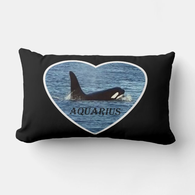 Coussin Rectangle Baleine tueuse réversible "Aquarius" Orca (Recto)
