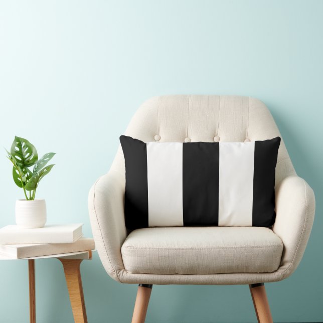 Coussin Rectangle Bande blanche noire (Chaise)