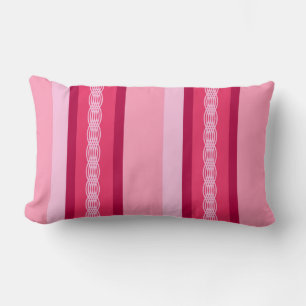 Coussin Rectangle Bande d'auvent du milieu du siècle - rose et vin