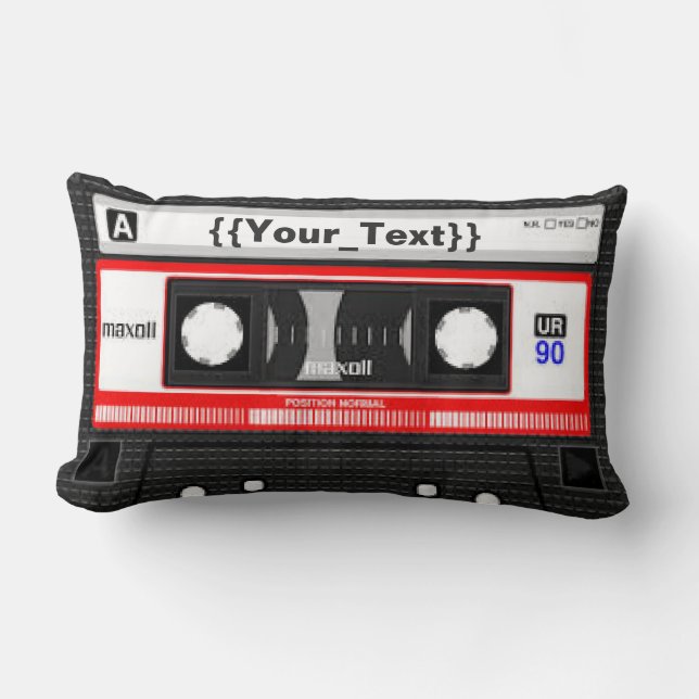 Coussin Rectangle Bande de cassette noire (Recto)