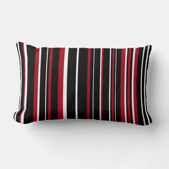 Coussin Rectangle Bande de code à barres noire, rouge, blanche (Recto)
