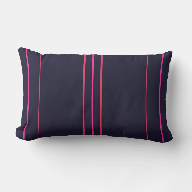 Coussin Rectangle Bande rose vif sur indigo (Recto)