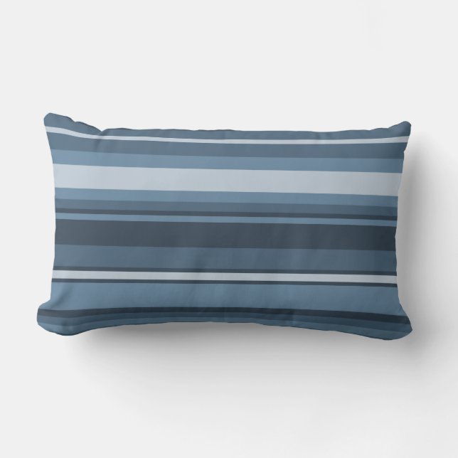 Coussin Rectangle Bandes bleu gris (Recto)