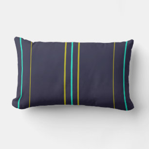 Coussin Rectangle Bandes bleues et vertes sur indigo
