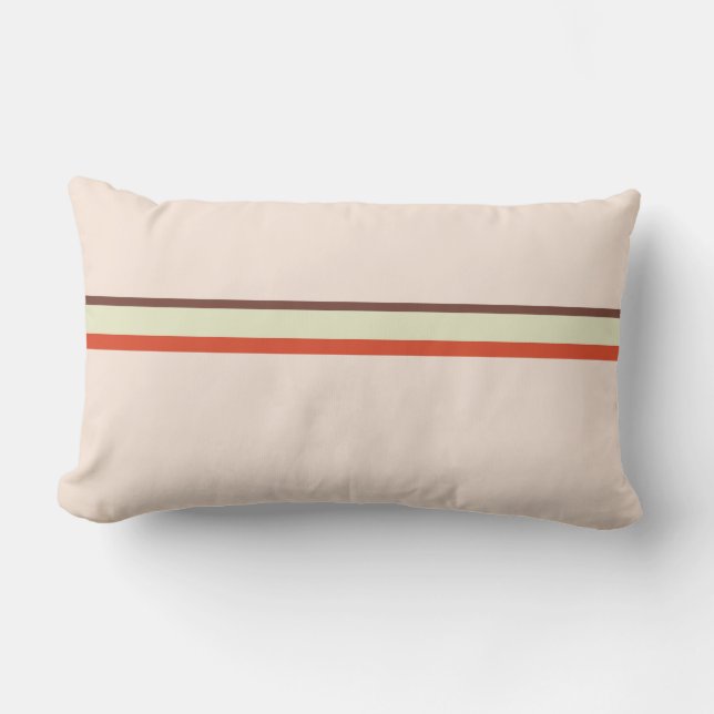 Coussin Rectangle Bandes de couleurs naturelles sur rose pastel pâle (Recto)
