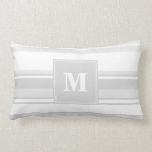 Coussin Rectangle Bandes gris clair monogrammes