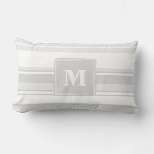 Coussin Rectangle Bandes gris clair monogrammes