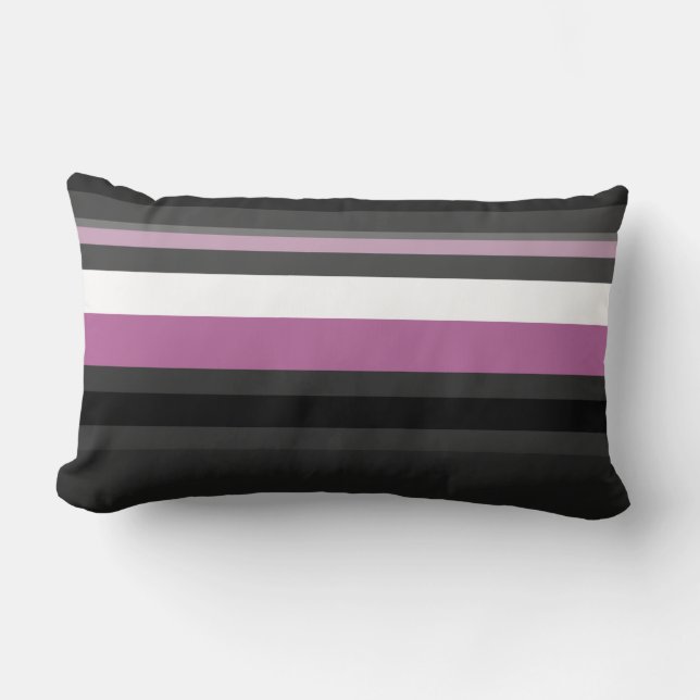 Coussin Rectangle Bandes noires, grises et blanches (Recto)