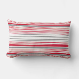 Coussin Rectangle Bandes rouges gris mignonnes
