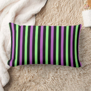 Coussin Rectangle Bandes vertes violettes noires
