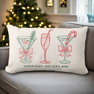 Coussin Rectangle Bar de vacances personnalisé Noël