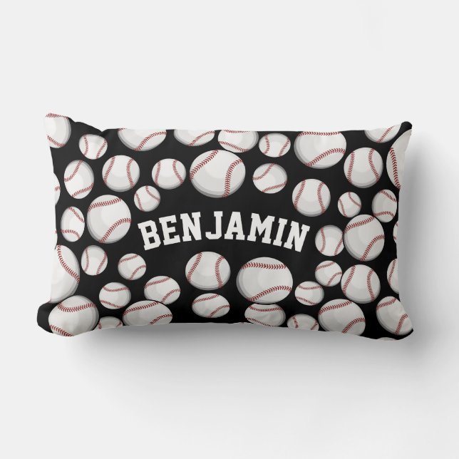 Coussin Rectangle Base-ball par le noir de coutume de cargaison (Recto)