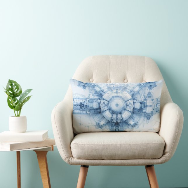 Coussin Rectangle Base Spatiale de Science-Fiction Bleu (Chaise)