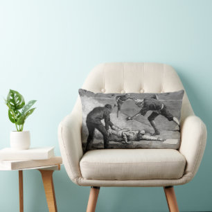 Coussin Rectangle Baseball vintage par Thure De Thulstrup, 1885