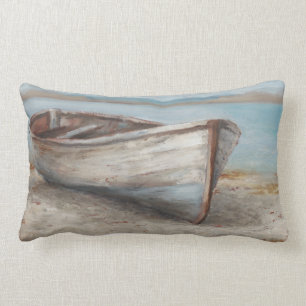 Coussin Rectangle Bateau blanchi sur le rivage