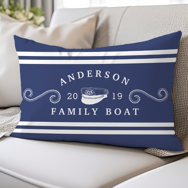 Coussin Rectangle Bateau de la famille marine Bleu Nautique Bateau C (Créateur téléchargé)