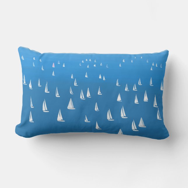 Coussin Rectangle Bateaux à voile en mer bleu profond - Regatta Bate (Recto)