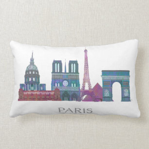 Coussin Rectangle Bâtiments colorés par horizon de Paris